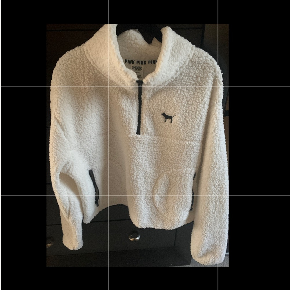 Victoria’s Secret PINK SZ L crop sherpa sweatshirt